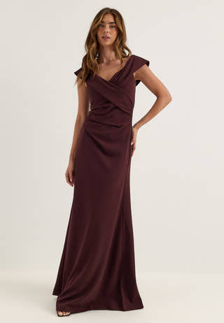 Off Shoulder Pleat Gown Purple