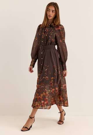 Yasromantica Ls Long Dress Brown