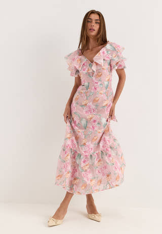 Yasflorina Ss Ankle Dress Pink