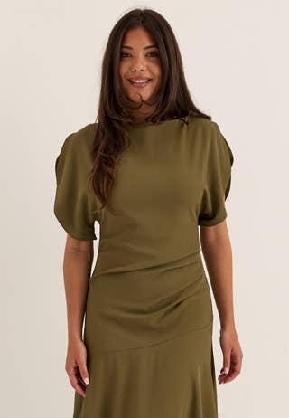 Rounded Sleeve Maxi Dress Green