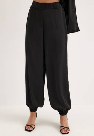 Satin Balloon Trousers Black