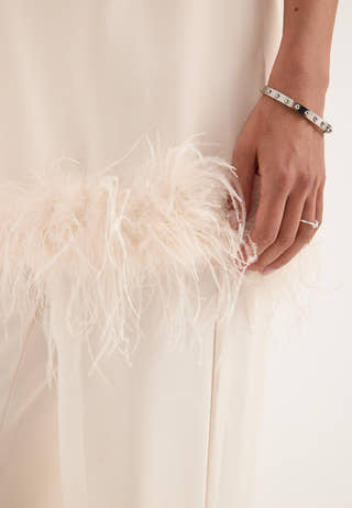Feather-Hem Sleveless Tunic White