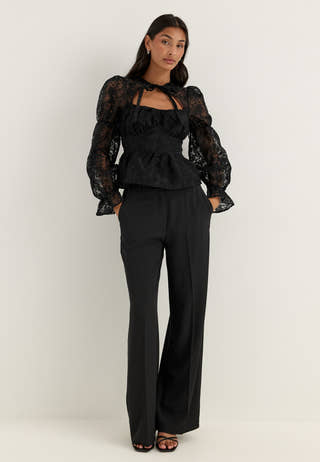 Peplum Blouse Black