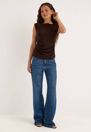 Power Shoulder Sparkling Top Purple
