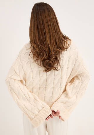 Cable Knitted Cardigan White