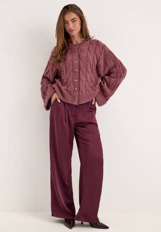 Cable Knitted Cardigan Pink