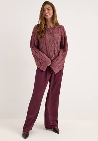 Cable Knitted Cardigan Pink