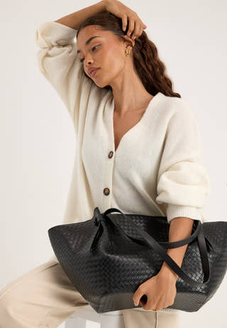 Braided Tote Bag Black