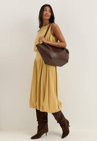 Braided Tote Bag Brown