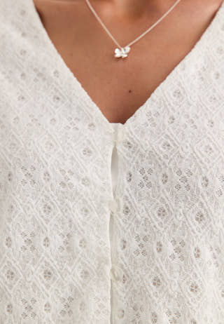 Objlaila L/S V-NECK TOP NOOS White