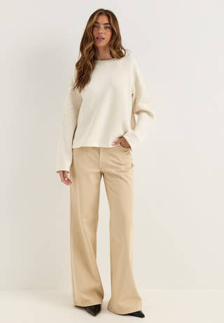 Objandrea Re L/S O-NECK EMB TOP Beige