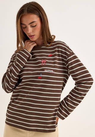 Pcsadie Ls Emb Tee