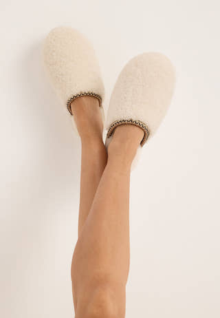 Teddy Slipper White