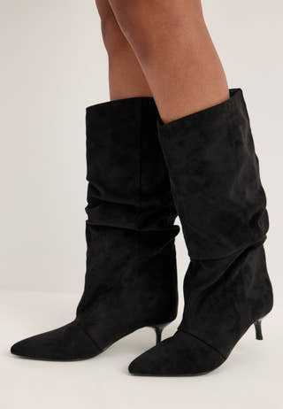 Slouchy Faux Suede Boot Black