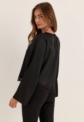 Vionara Lace L/S BLOUSE BLOUSE Black