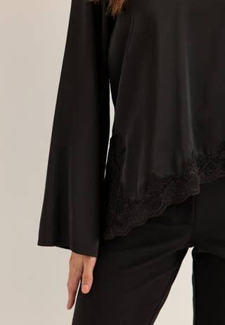 Vionara Lace L/S BLOUSE BLOUSE Black