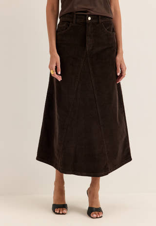 Vmgina Hr Calf Cord Skirt Brown