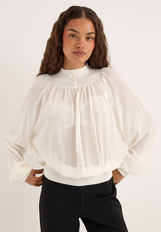 Button Knitted Top White