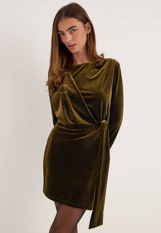Velvet Short Dress Green