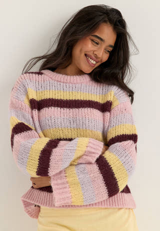 Pcdorthea Ls Chunky Knit Striped