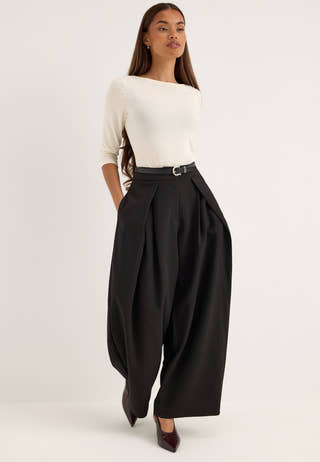 Onlyasmine Mw Pleat Barrel Pan Black