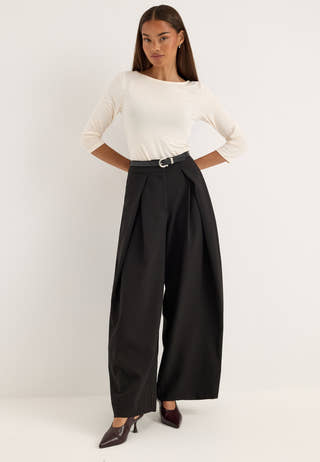 Onlyasmine Mw Pleat Barrel Pan Black