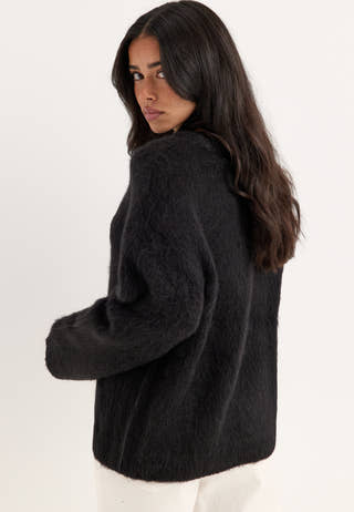 Objharry L/S LO KNIT PULLOVER Black