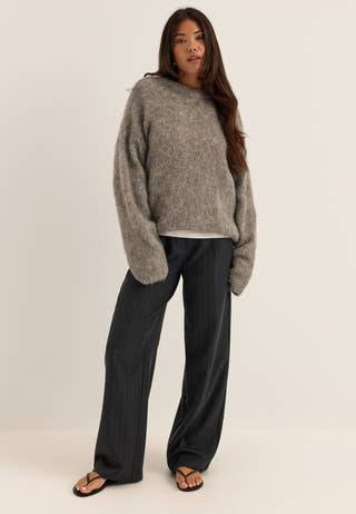 Objharry L/S LO KNIT PULLOVER Grey