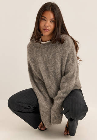 Objharry L/S LO KNIT PULLOVER Grey