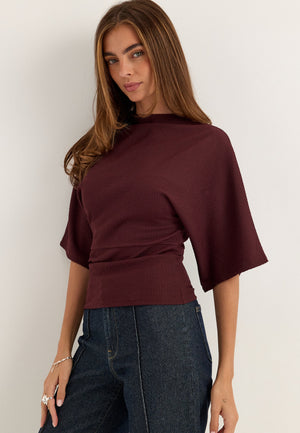 Funnel Neck Top Red
