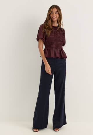 Smock Satin Blouse Purple
