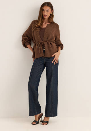 Vmberry Ls O-neck Tie Cardigan Brown