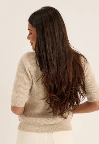 Viitza O-neck 2/4 BOW KNIT TOP Beige