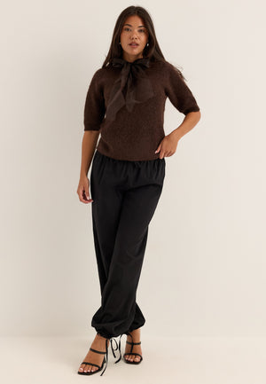 Viitza O-neck 2/4 BOW KNIT TOP Brown