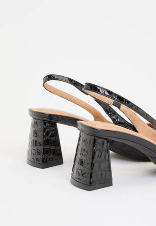 Biamaralyn Slingback Croco Patent Black