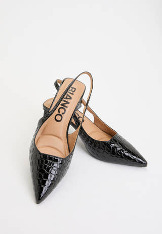 Biamaralyn Slingback Croco Patent Black