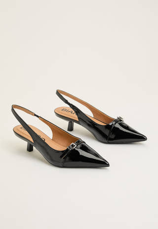 Biakristin Kitten Heel Mary Jane Faux Leather Black