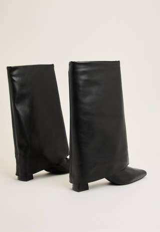 Biamaralyn Fold Over Boot Faux Leather Black