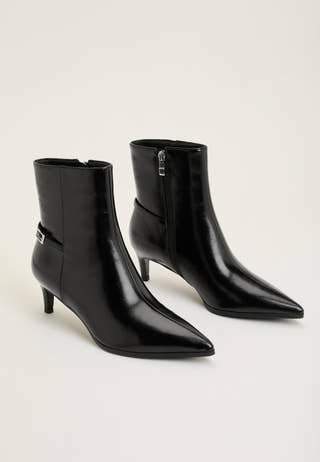 Biaabbie Buckle Zip Boot Faux Leather Black