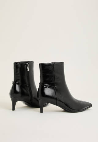 Biaabbie Buckle Zip Boot Faux Leather Black