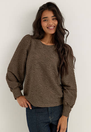 Vifina L/S O-NECK TOP Brown