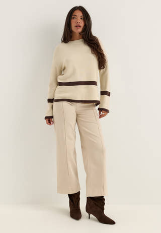 Viril O-neck Oversize L/S KNIT TOP Beige
