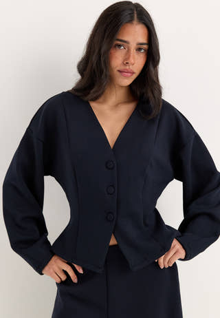 Visiffi V-neck L/S SWEAT CARDIGAN Blue