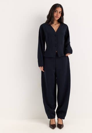 Visiffi V-neck L/S SWEAT CARDIGAN Blue