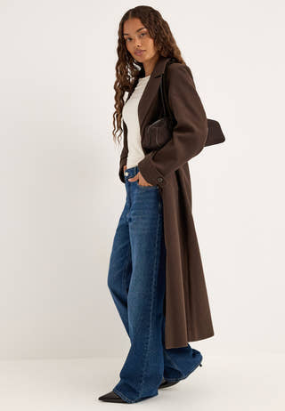 Vifemke L/S BUTTON LONG COAT Brown