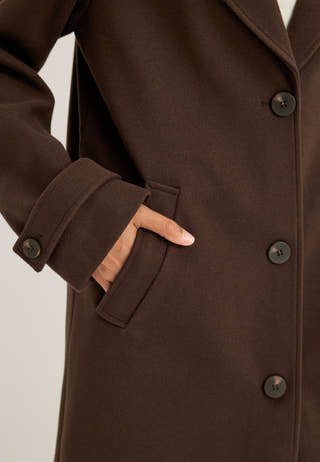 Vifemke L/S BUTTON LONG COAT Brown