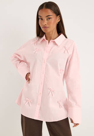 Viisolda Oversize Shirt Bow Pink