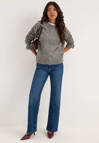 Pcsally Ls Frill Cuff Knit Grey