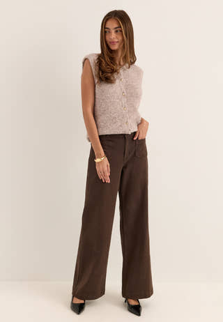 Objsaggia Re Knit Vest Cardigan Beige