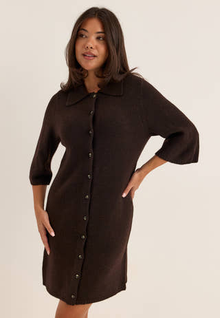Onlalivia 2/4 COLLAR DRESS KNT Brown